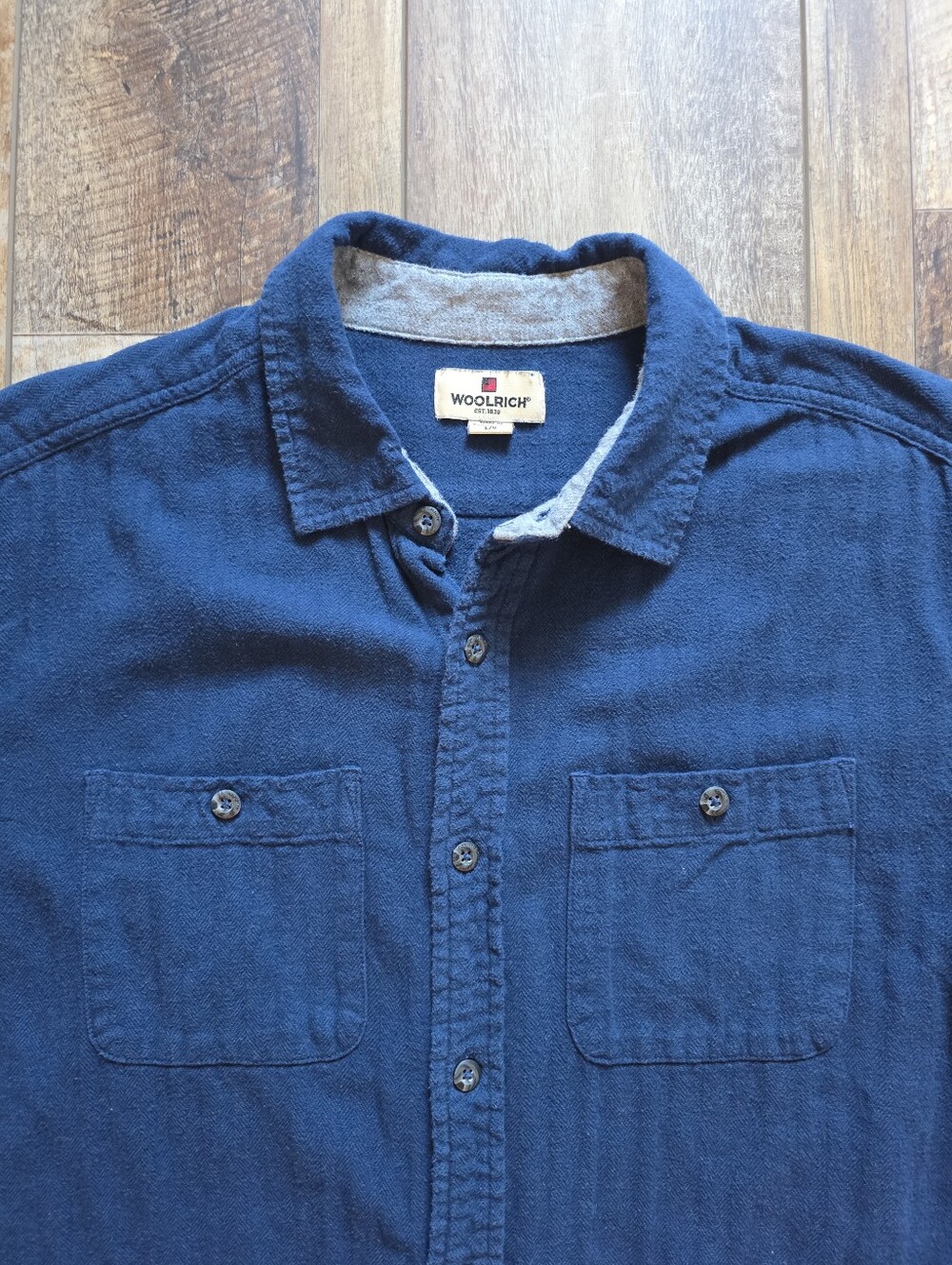 Woolrich - Augusta Flannel Shirt - L - Washed Navy Blue